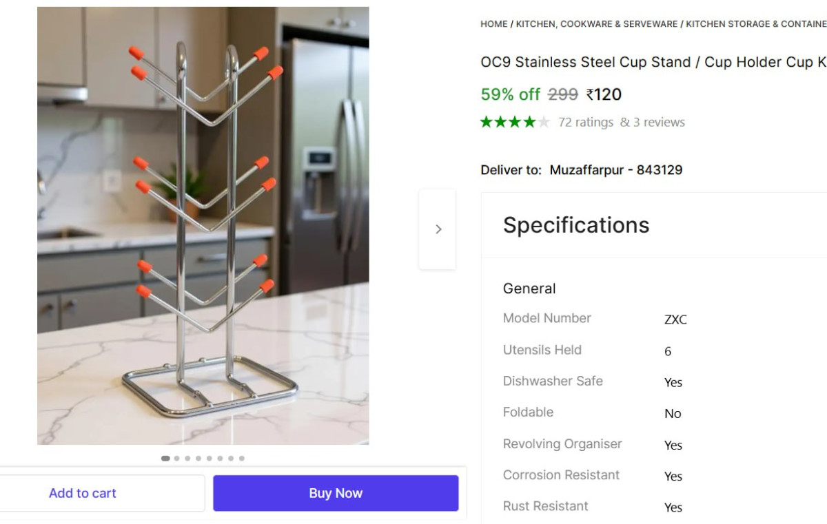 Stainless Steel Cup Stand 120