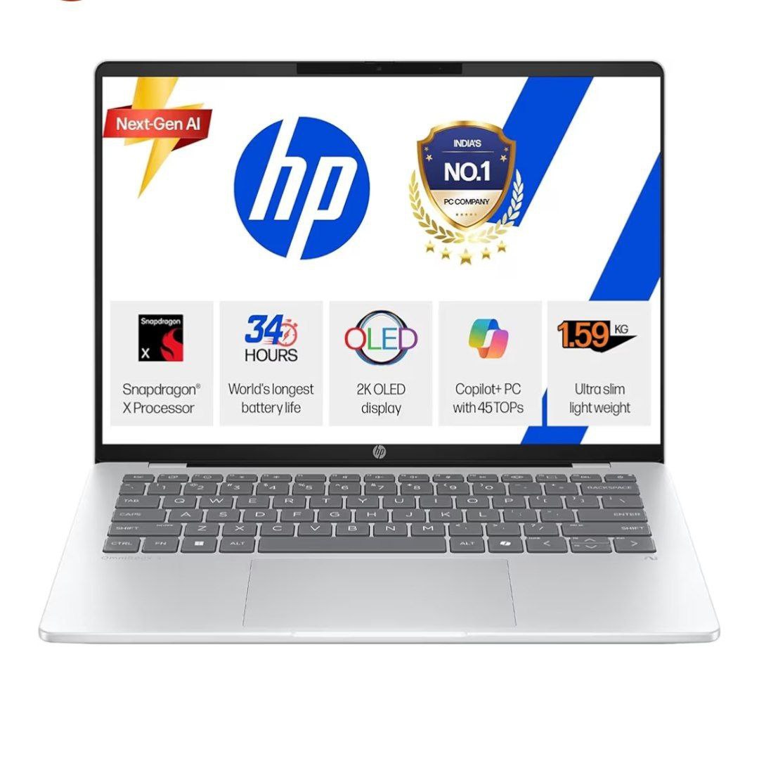 Hp Omnibook 5 Oled Snapdragon X Processor (16gb Lpddr5x 1tb Ssd) 2k Oled Mi