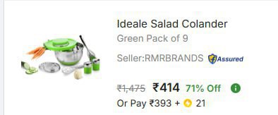 - Ideale Salad Colander Green Pack Of 9 At Rs 414