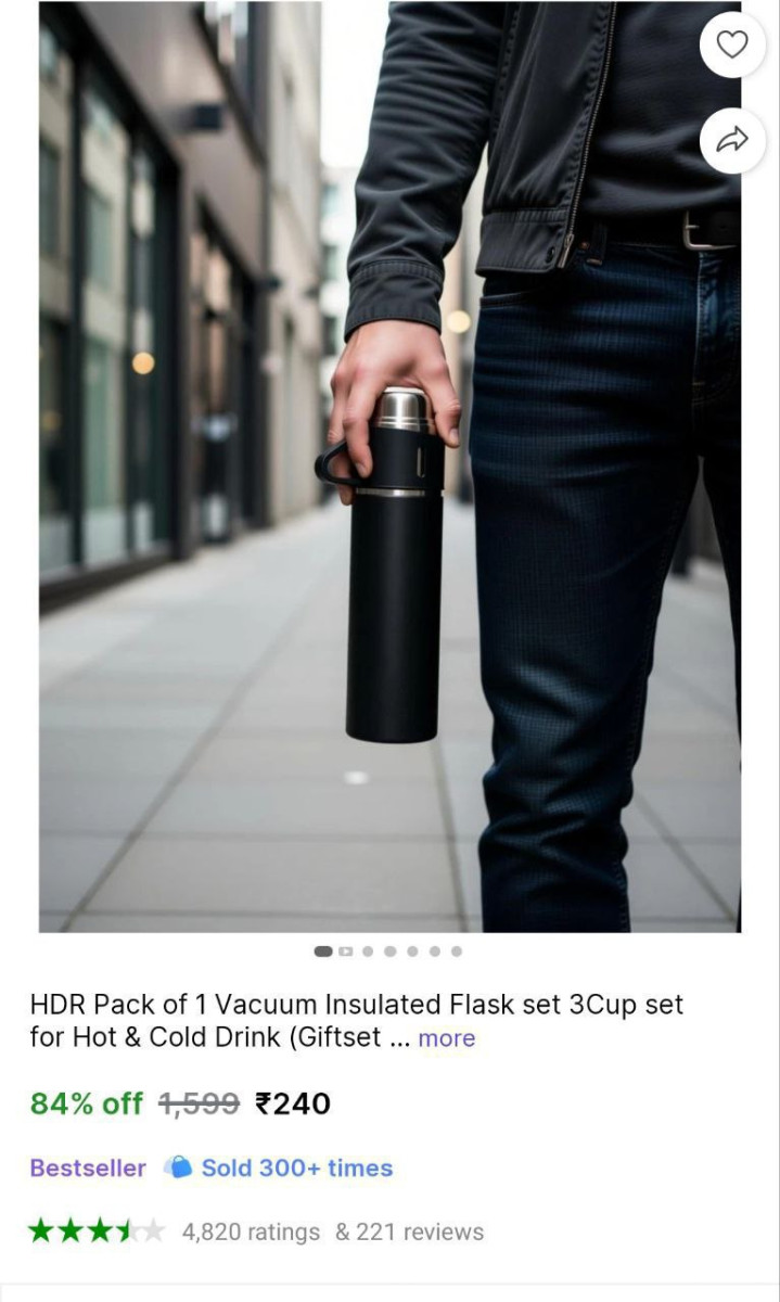 Hot Cold Flask Bottle 3 Cup Set 240