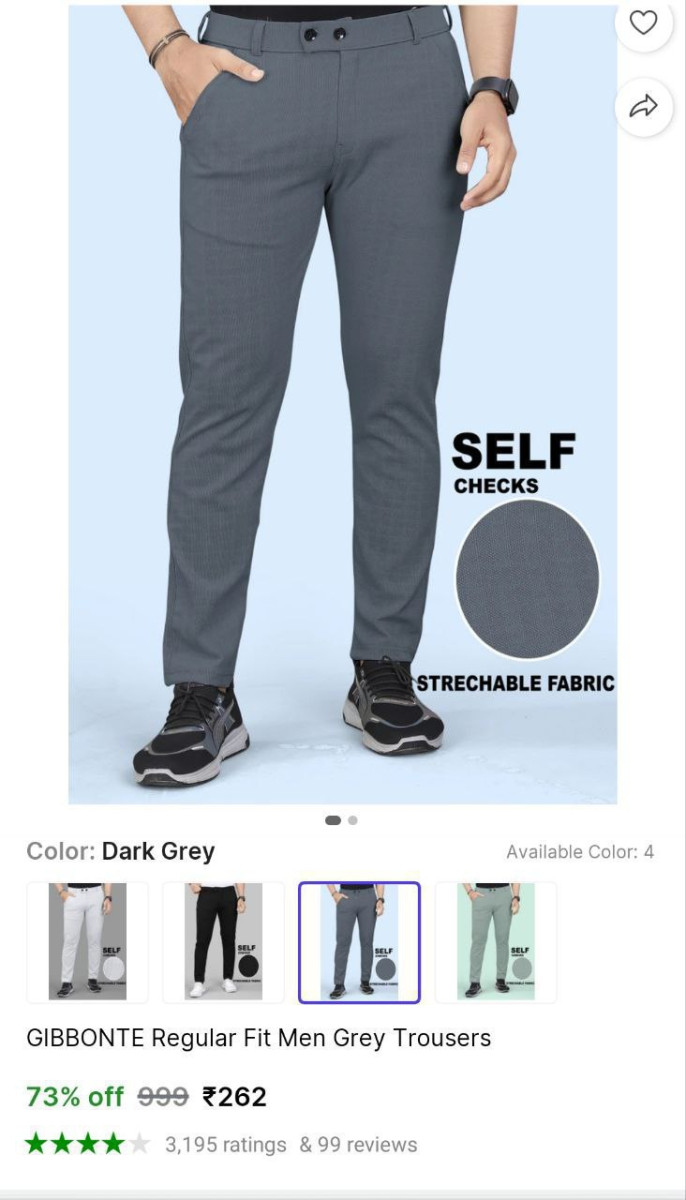 Shopsy Men Regular Fit Trousers 262