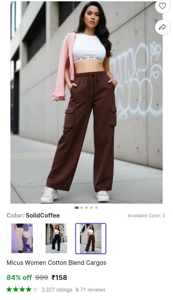 Shopsy Women Cotton Blend Cargos 158