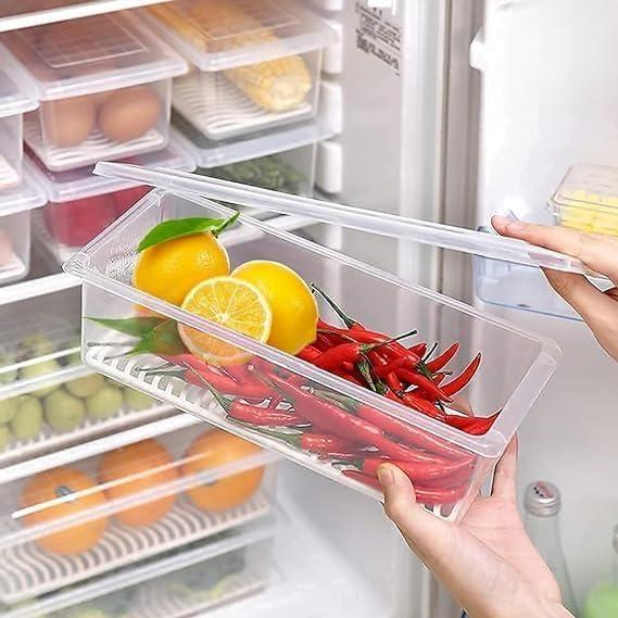 Sr Brand Fridge Storage Boxes Pack Of 6 With Removable Drain Plate 1500 Ml 