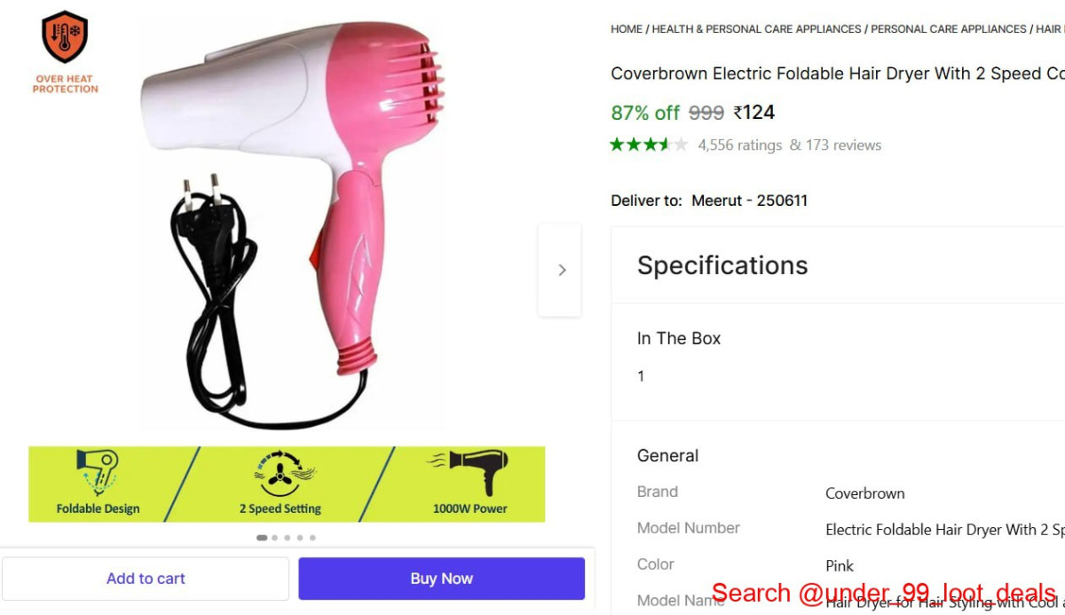 Hair Dryer 1000 1500 Watt 124 231