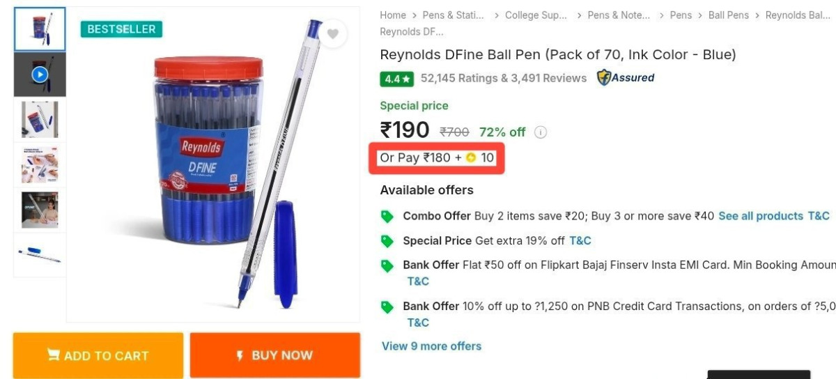 Reynolds Pen (70 Pcs) At 180 Sc