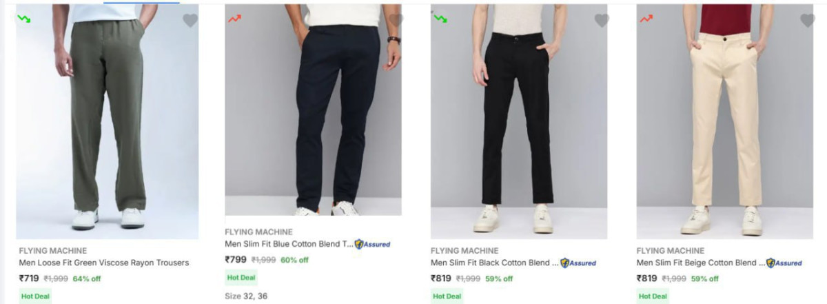 65 - Flying Machine Mens Trousersstating Rs 719