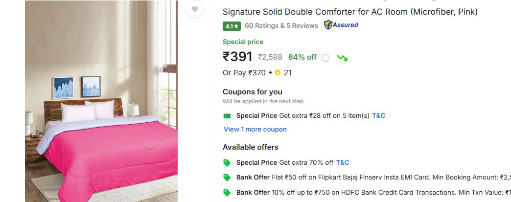 - Signature Solid Double Comforter For Ac Room At Rs 391