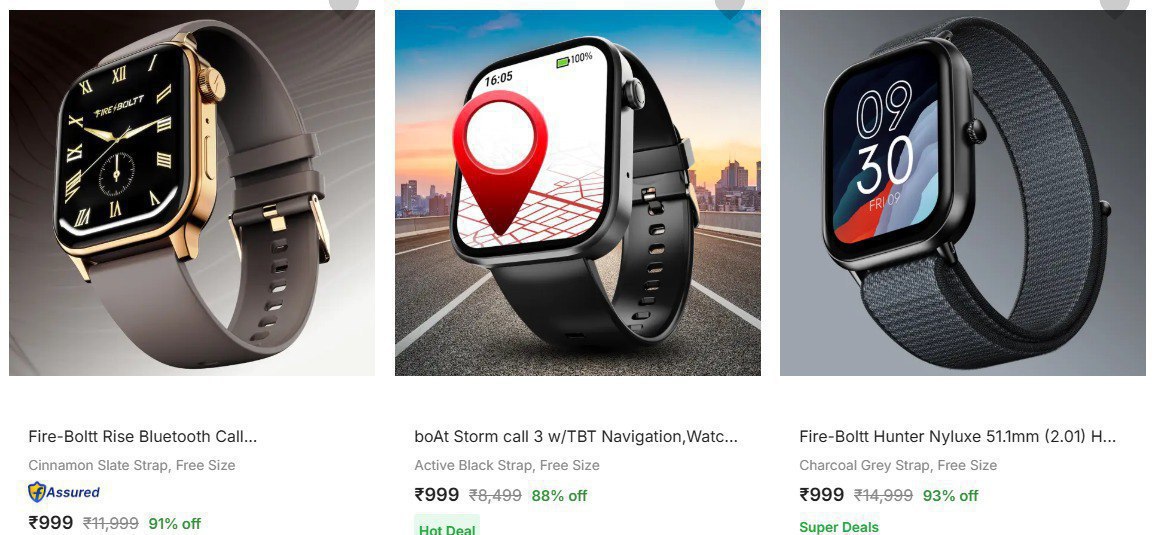 Flipkart Branded Smartwatch Starts 999 Click Here To Join All Deals