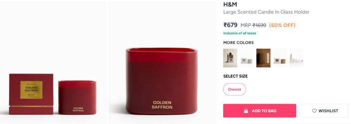 Myntra H M Large Scented Candle In Glass Holder 679