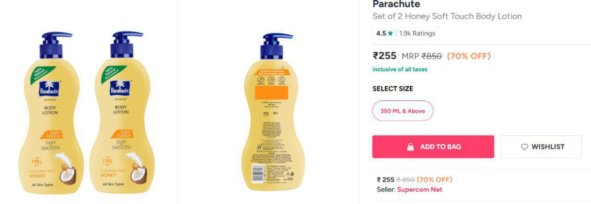 Parachute Set Of 2 Body Lotion 255