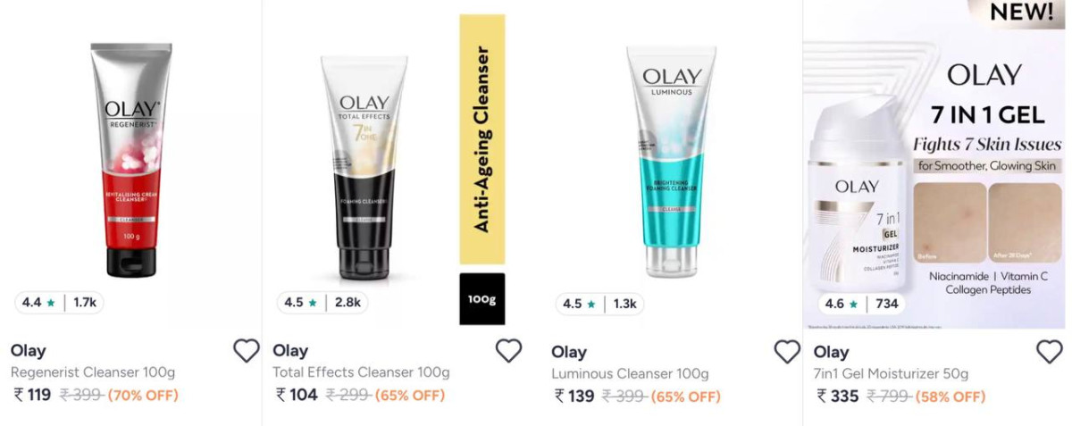 Myntra 70 On Olay Beauty Products
