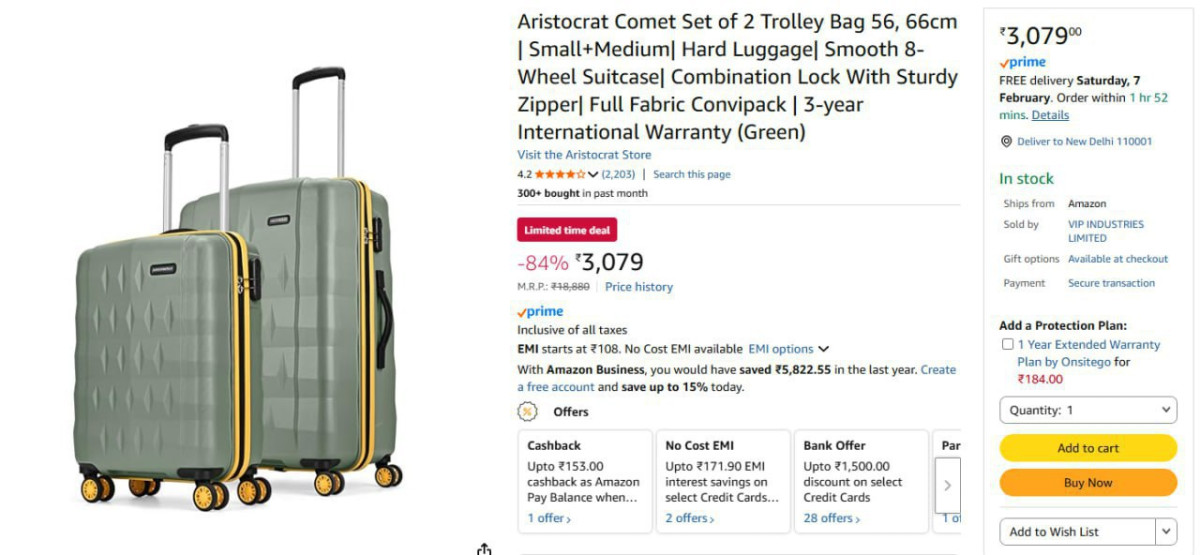 Aristocrat Set Of 2 Trolley Bag 3079