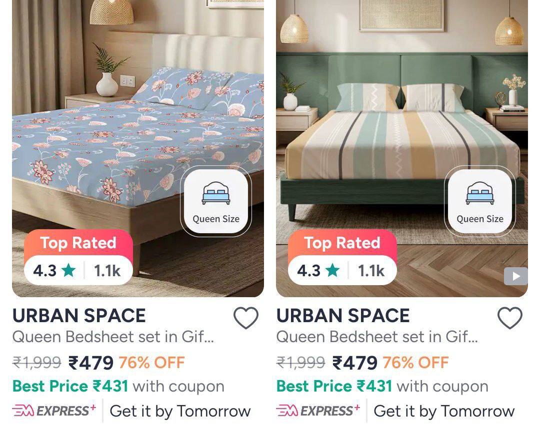 Myntra Urban Space Bedsheets Starting 479