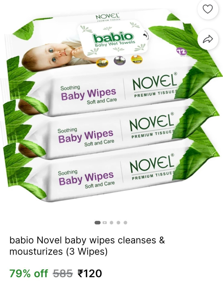 Baby Wipes (3 Pack X 72 Wipes) 120