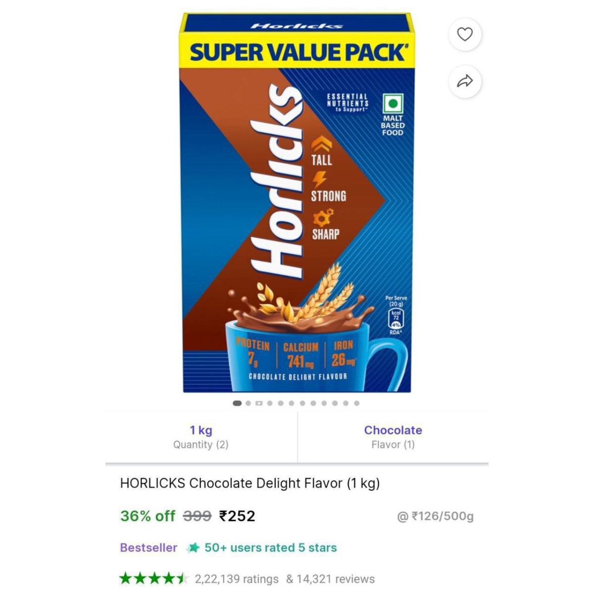 Horlicks Chocolate Delight Flavor (1 Kg) 252