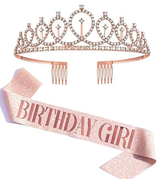 Shining Diva Fashion Latest Stylish Birthday Sash And Crown - Pack Of 2 Pcs