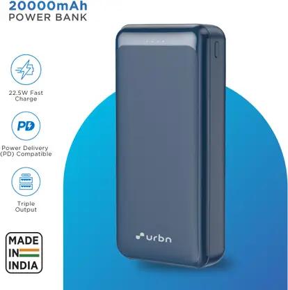 Urbn 20000 Mah 22 5 W Power Bank(blue Lithium Polymer For Mobile Tablet Ear