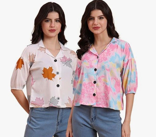 Womens Cotton Blend Printed Combo (pack Of 2) Shirtsdeal 459