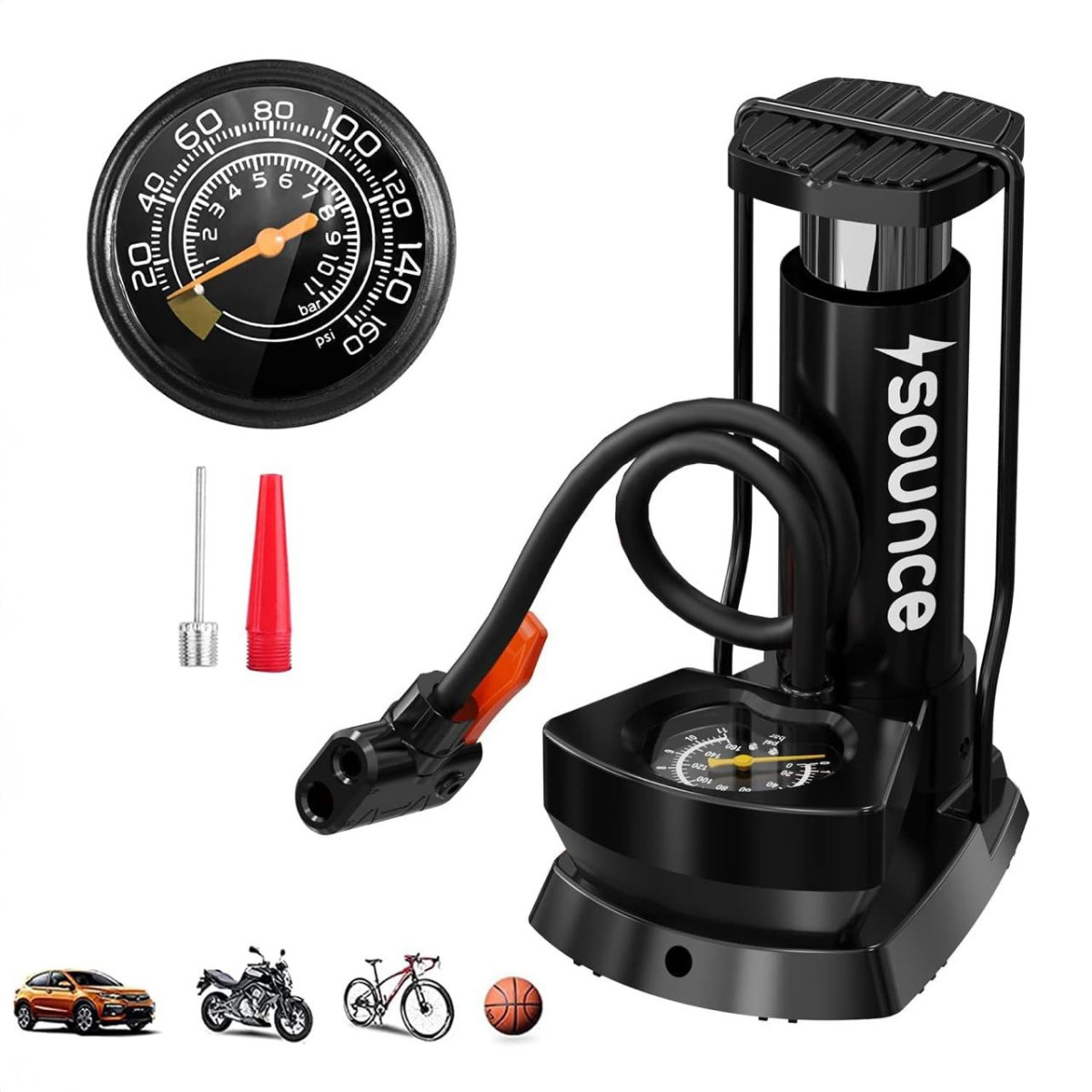 Sounce Portable High Pressure Foot Air Pump Heavy Compressor Cylinder 399