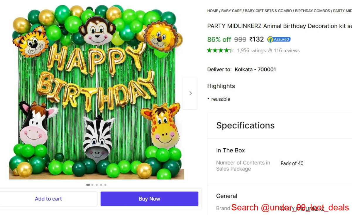 Animal Birthday Decoration Kit (set Of 40) 132 More