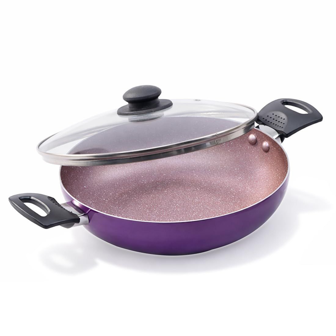 Grab 889wonderchef Valencia Non-stick Kadhai With Glass Lid