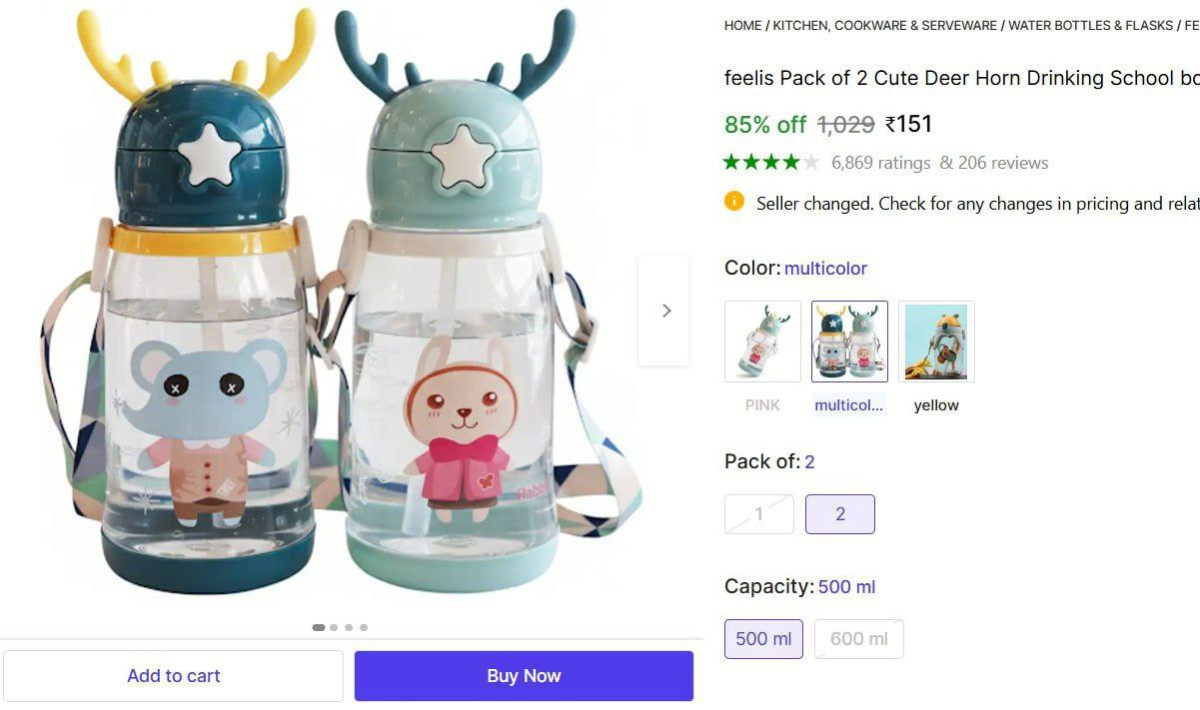 Kids Water Bottle (500ml Pack Of 2) 151