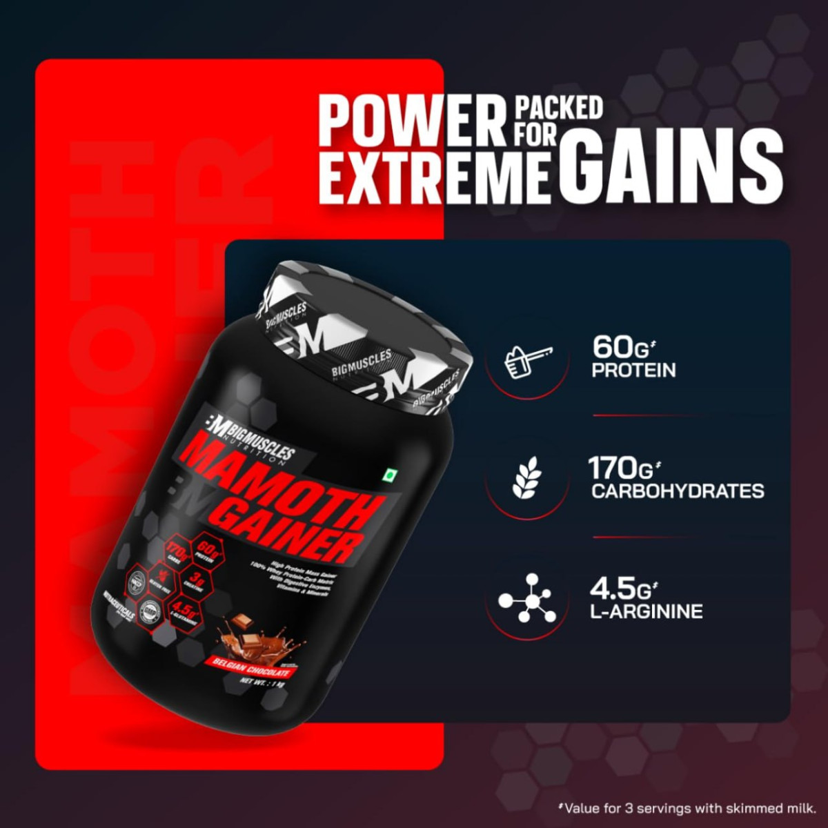 Bigmuscles Nutrition Mamoth Gainer - Belgian Chocolate 3 Kg 2199