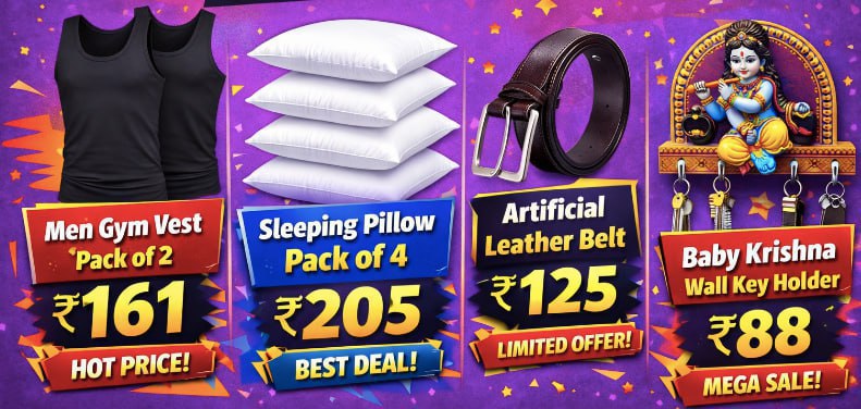 Shopsy Loot Deals Men Gym Vest (pack Of 2) At 161link Sleeping Pillow (pack
