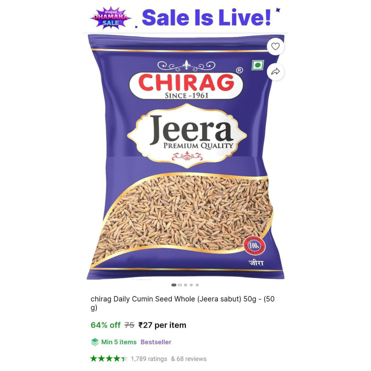 Jeera Sabut 50g 27min Buy - 5 More Deals Click Here Must Read