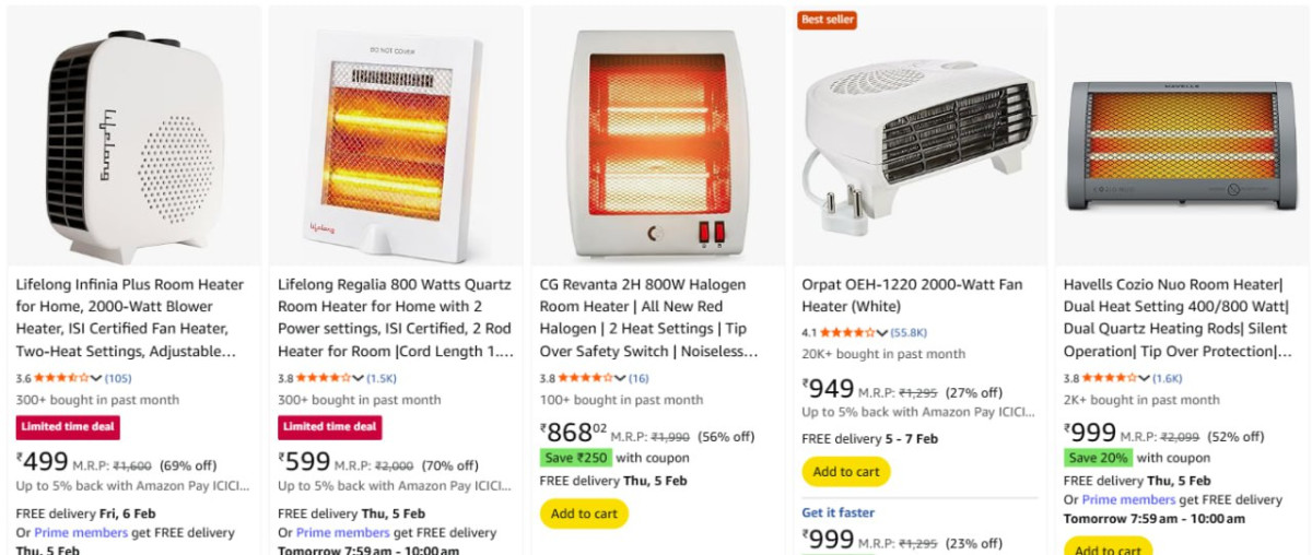 Branded Room Heaters Starts 499 Apply 2500 Coupon