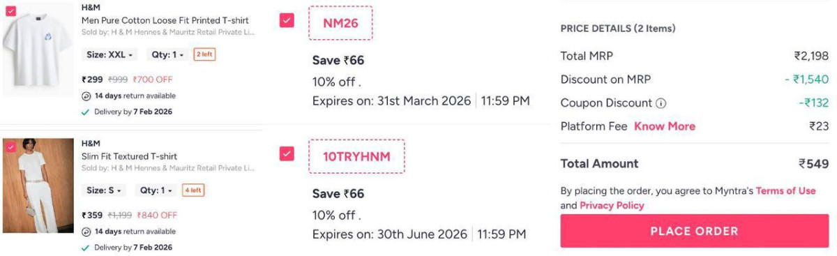 Myntra 71 On H M Clothing Extra 20 Apply Both Codes Nm26 10tryhnmmen Women 