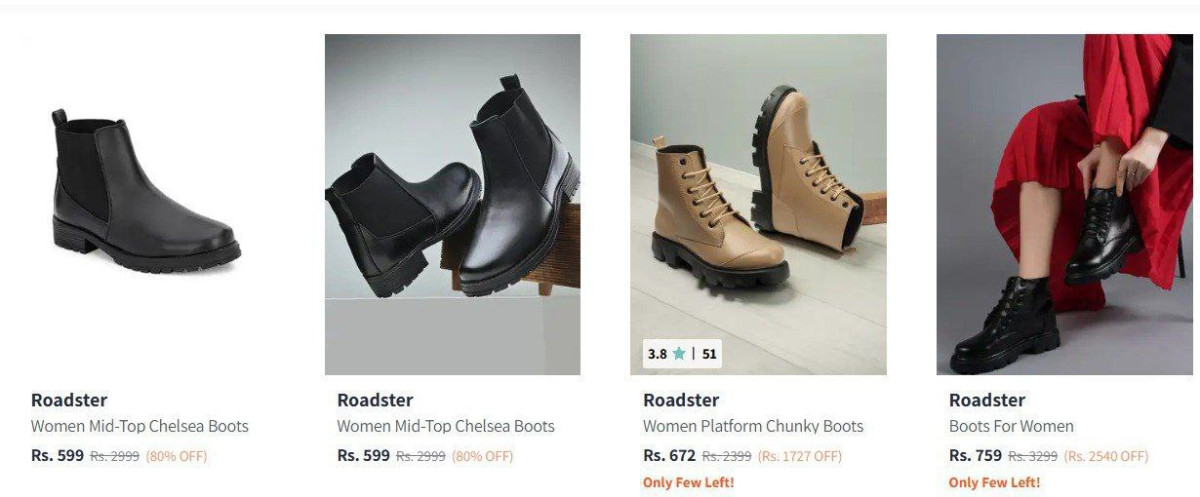 Myntra Roadster Boots Starts 599women Men