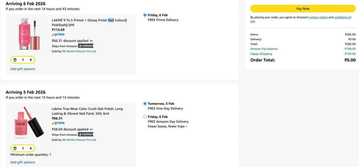Lakme Loot Buy 1 Get 1 Add Any 2 Qty Check Final Checkout Page