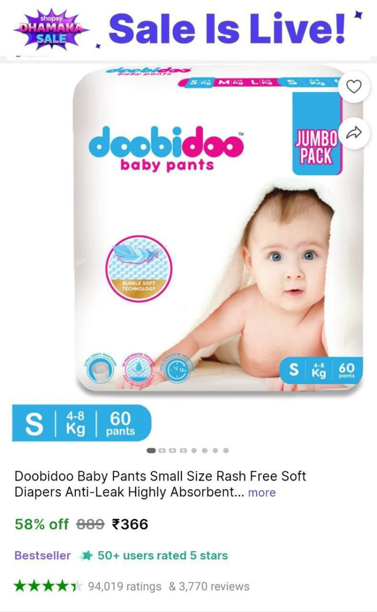 Soft Diaper Baby Pants (s 60 Pcs) 366