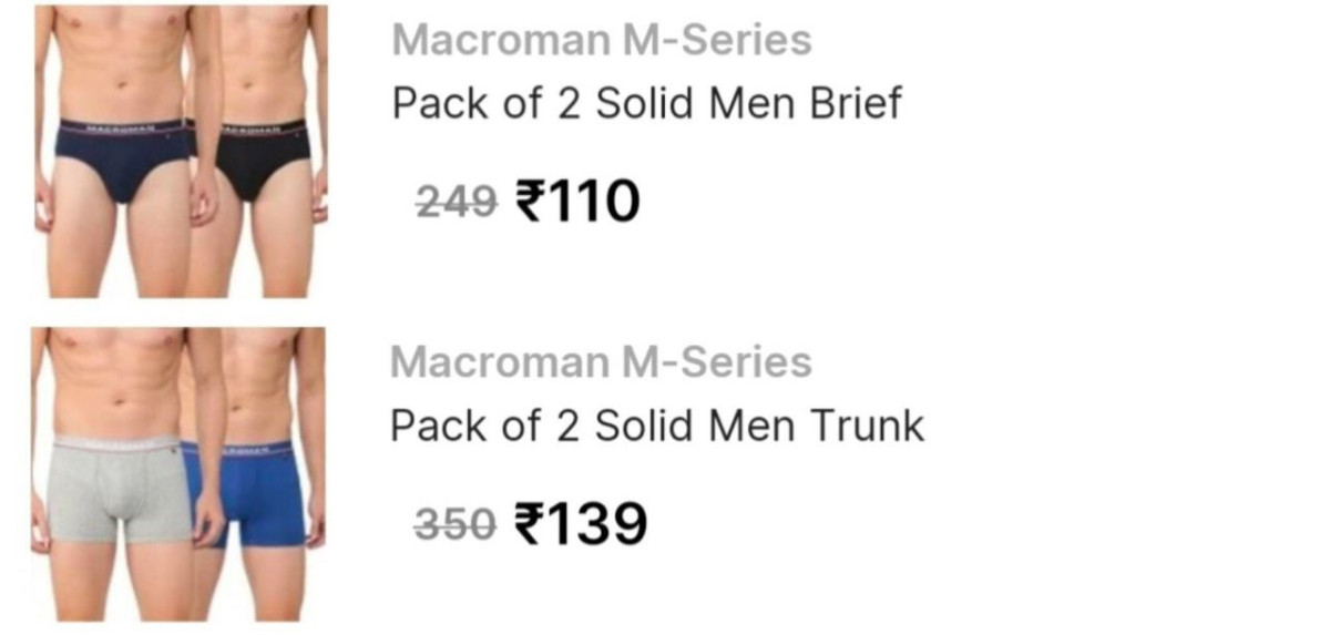 Grab Men S (pack Of 2)macroman Brief 110 Trunk 139