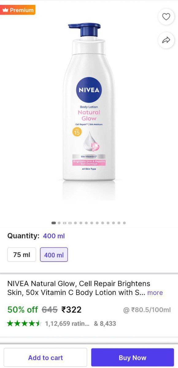 Nivea Natural Glow Cell Repair Brightens Skin 50x Vitamin C Body Lotion At 