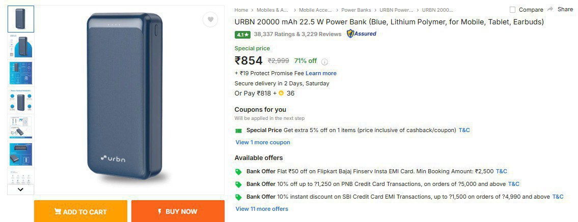 Urbn 20 000mah Powerbank 854 Click Here To Join All Deals