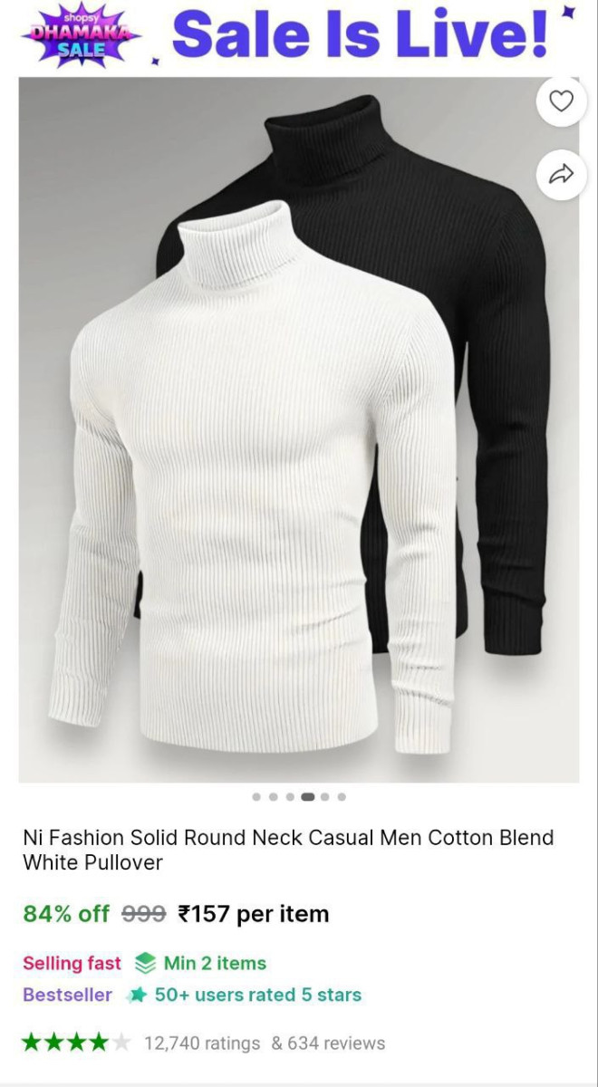 Round Neck Pullover 167min Buy 2 Qnty