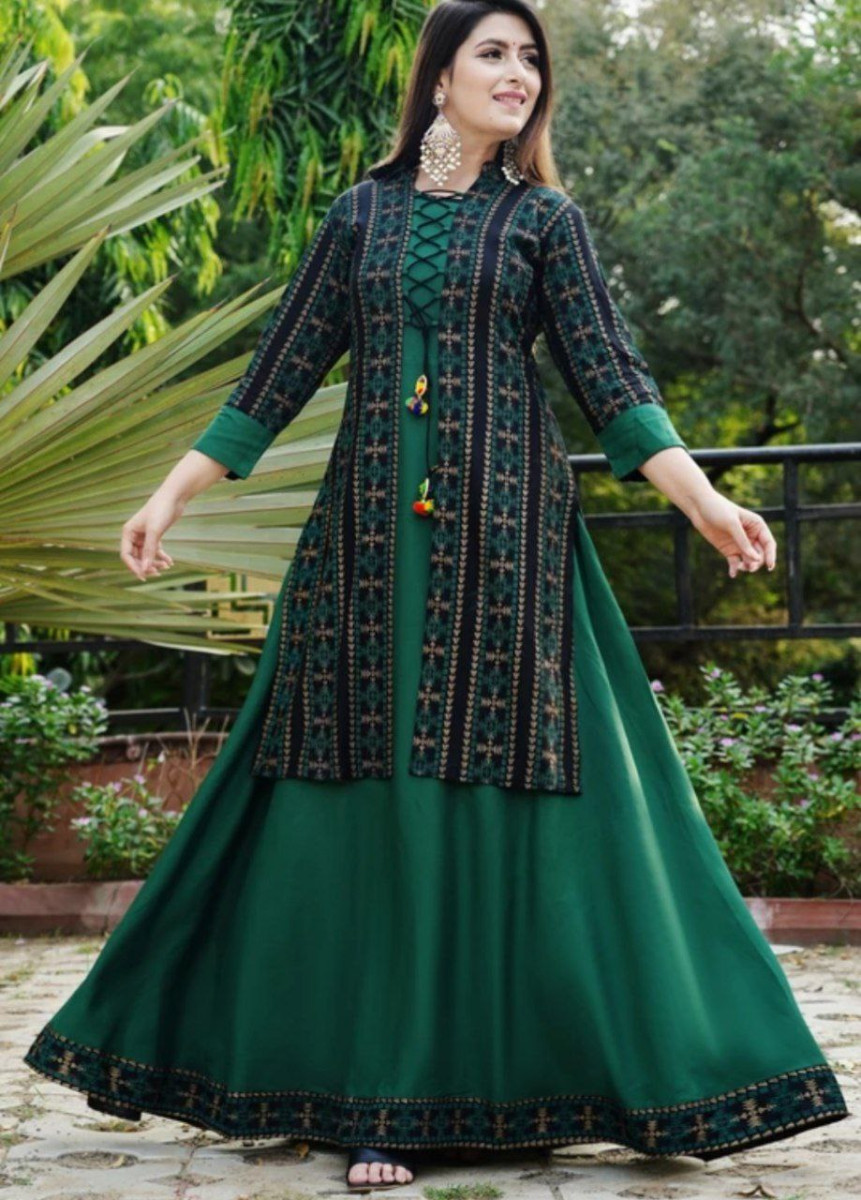 Grabdss Fashion Women Printed Cotton Rayon Anarkali Kurta At 626 - Click He