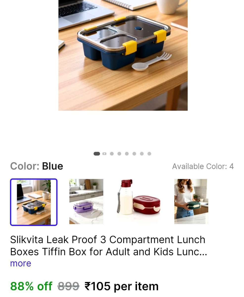 Grab Fast 3 Compartment Lunch Box 105 Minimum Buy 2 Items
