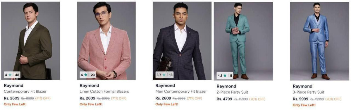 Myntra 71 On Raymond Clothing Blazers Suit Sets Clothing