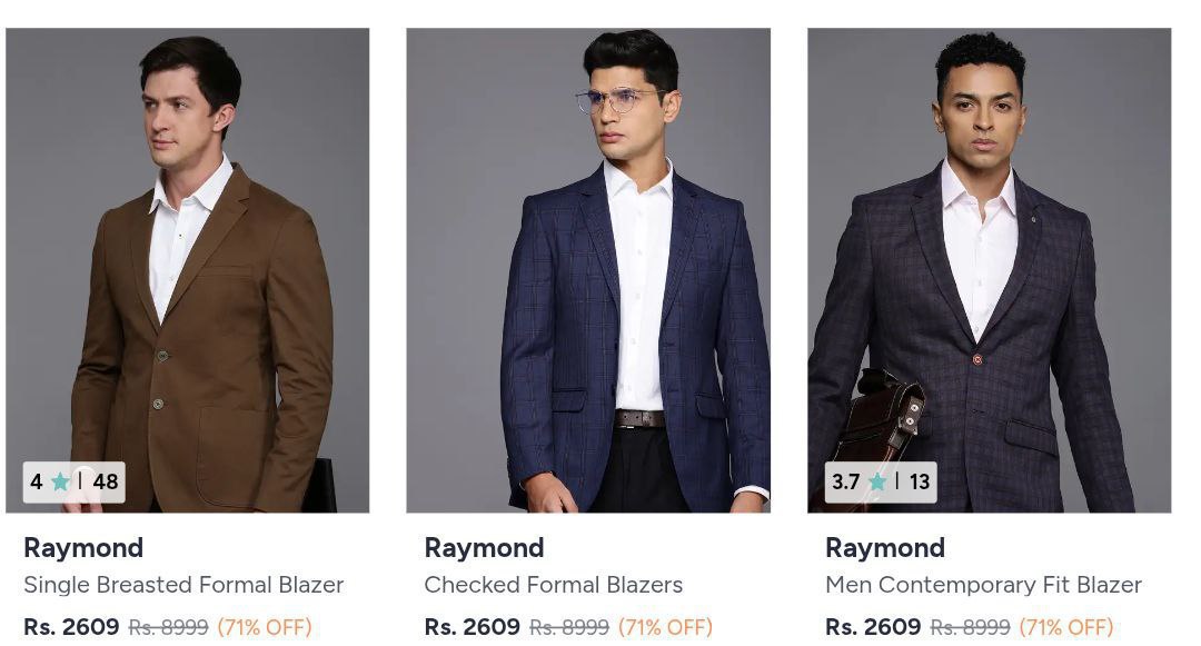 Myntra 71 On Raymond Clothing Blazers Suit Sets Clothing