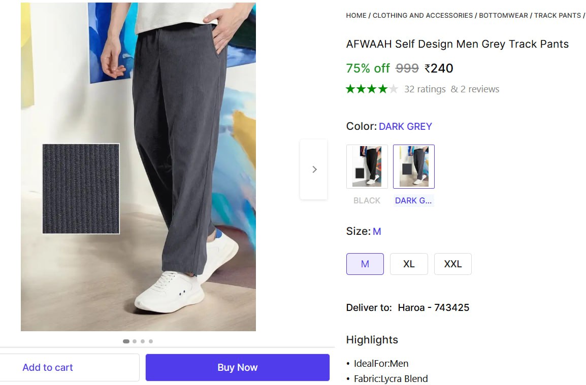 Self Design Men Grey Track Pants 240