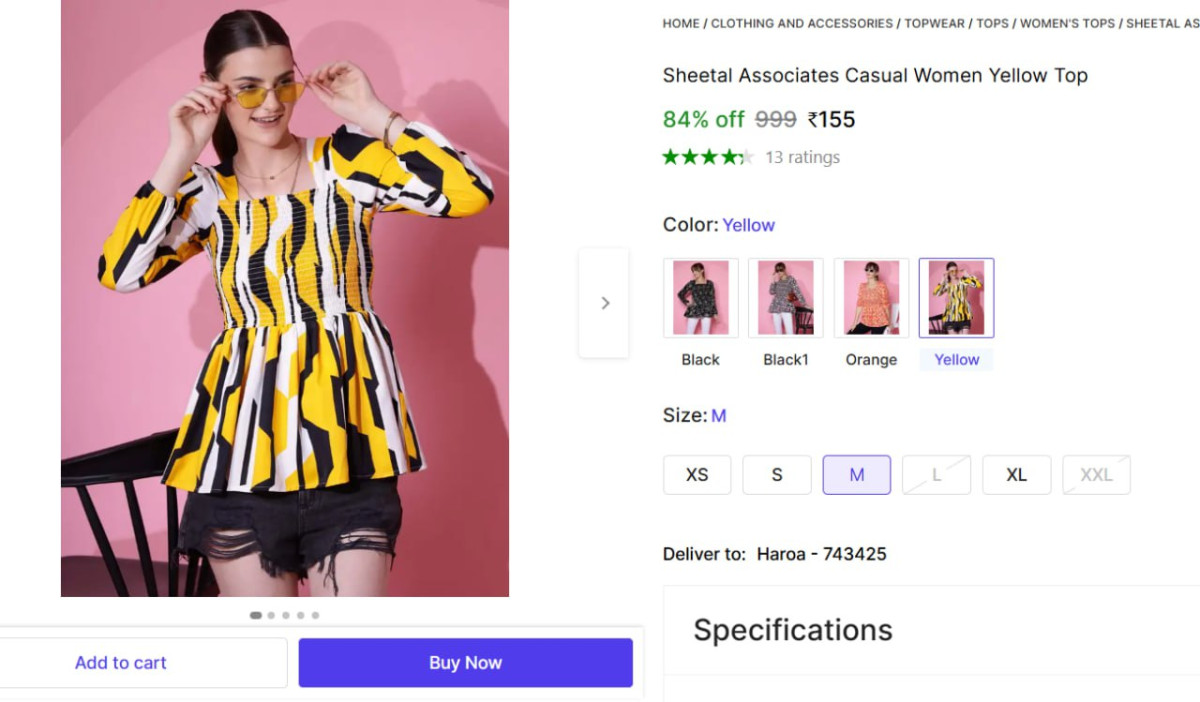 Women Casual Yellow Top 155 Other Color Very High