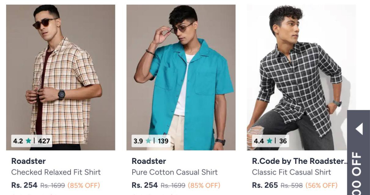 Myntra Loot Roadster Men Shirts Starts 169 118 Click Here To Join All Deals