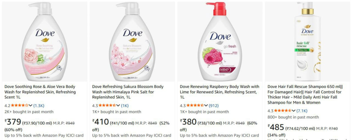 64 On Dove Axe Beauty Products