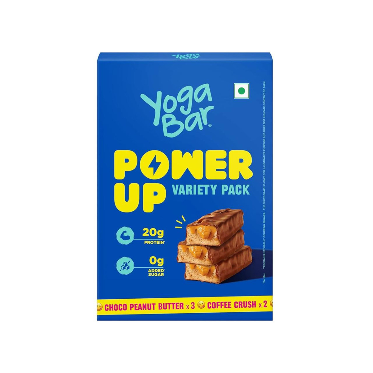 Yogabar Power Up 20g Protein Bar (5 Bars Variety Pack No Added Sugar) 269