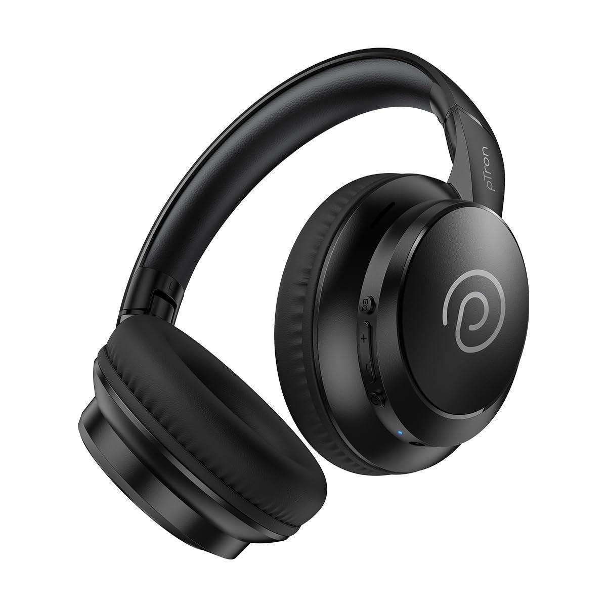 Ptron Studio Evo 70hrs Playtime Wireless Over Ear Headphones With Hd Mic