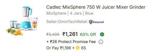 - Cadlec 750 W Juicer Mixer Grinder At Rs 1261