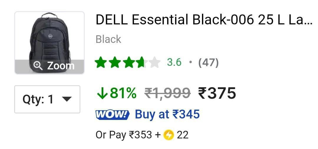 Dell Backpack At Just 375 -